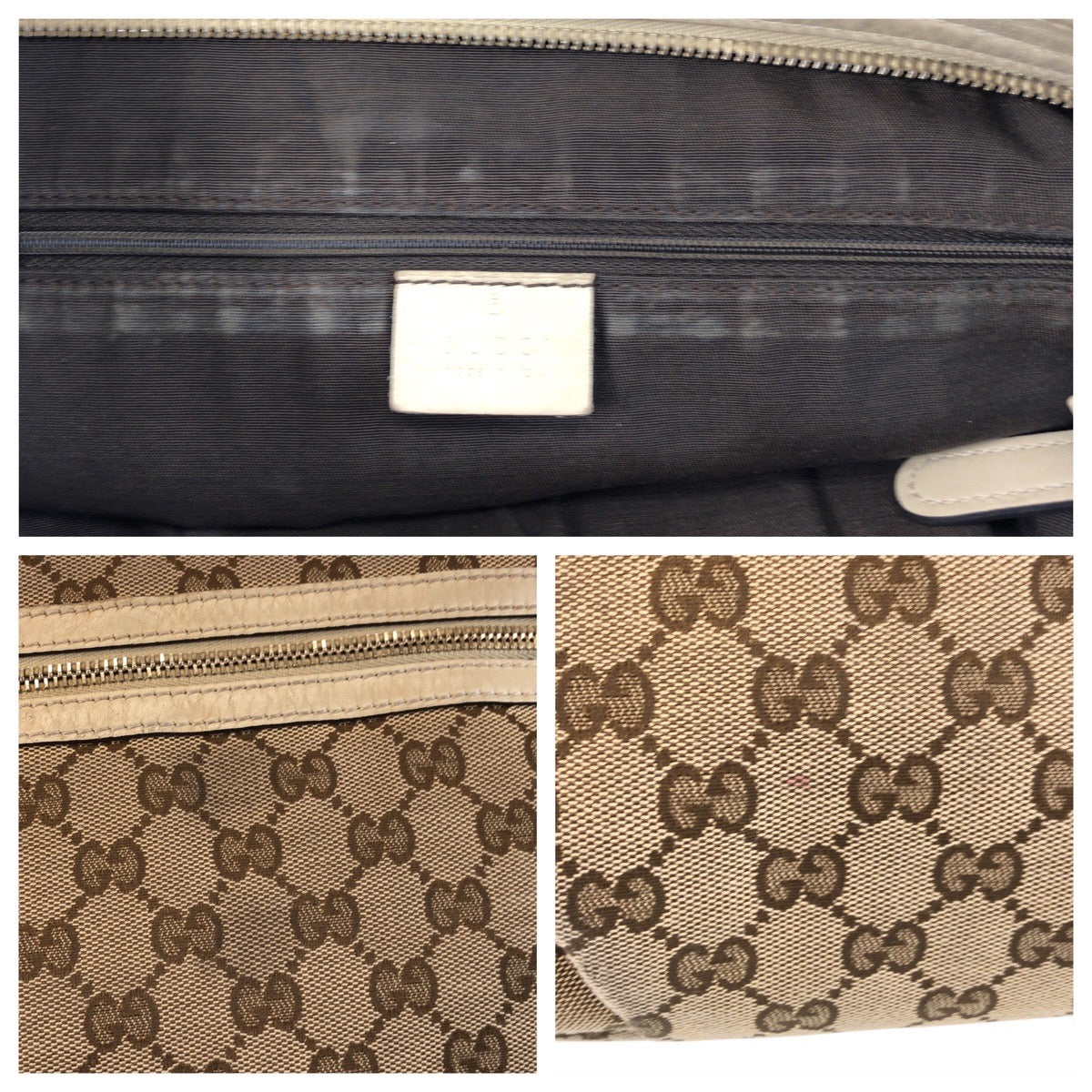 Gucci Shoulder Bag 388930 Gg Canvas, Leather Beige Ivory Gold Metal Shoulder Bag Messenger Bag Women