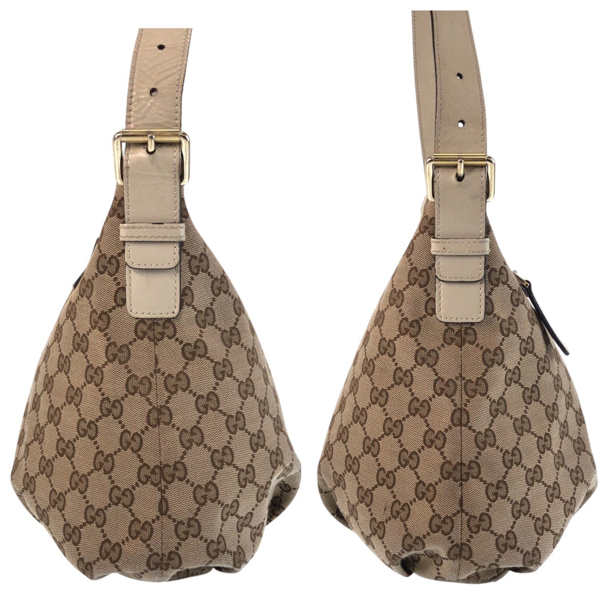Gucci Shoulder Bag 388930 Gg Canvas, Leather Beige Ivory Gold Metal Shoulder Bag Messenger Bag Women