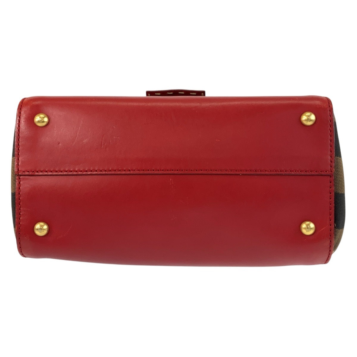 Fendi Handbag Leather, Canvas Red Brown Handbag Shoulder Bag 2Way Pecan Silvana Women