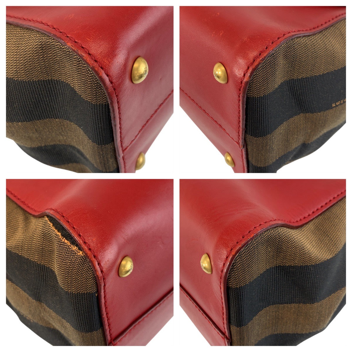 Fendi Handbag Leather, Canvas Red Brown Handbag Shoulder Bag 2Way Pecan Silvana Women