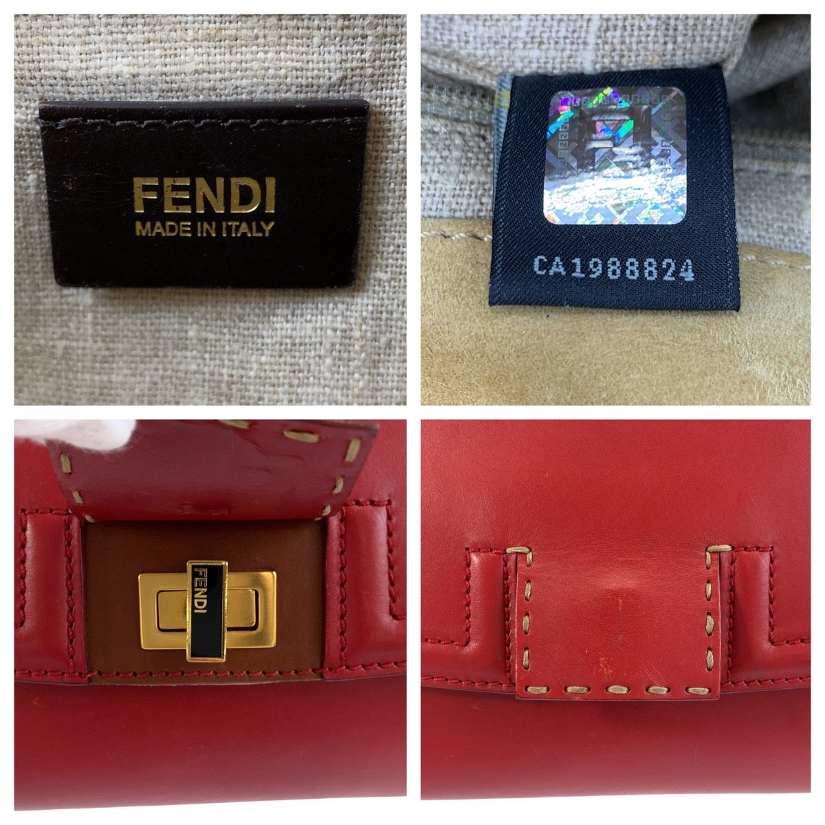 Fendi Handbag Leather, Canvas Red Brown Handbag Shoulder Bag 2Way Pecan Silvana Women