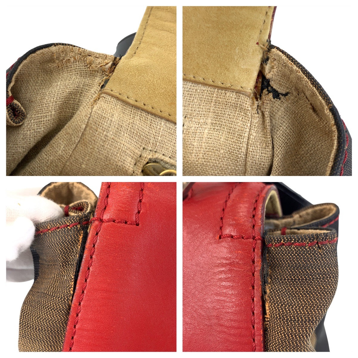 Fendi Handbag Leather, Canvas Red Brown Handbag Shoulder Bag 2Way Pecan Silvana Women