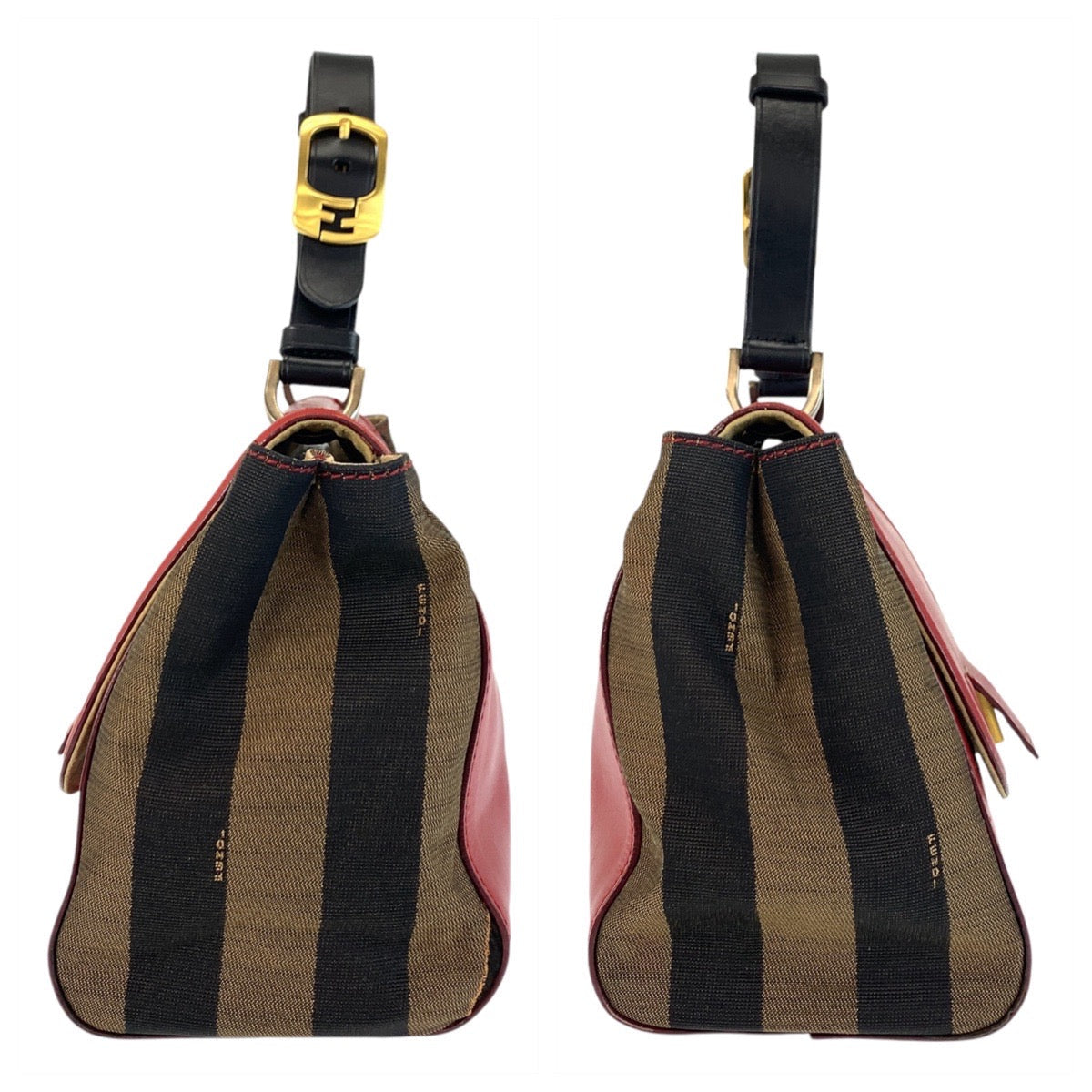Fendi Handbag Leather, Canvas Red Brown Handbag Shoulder Bag 2Way Pecan Silvana Women