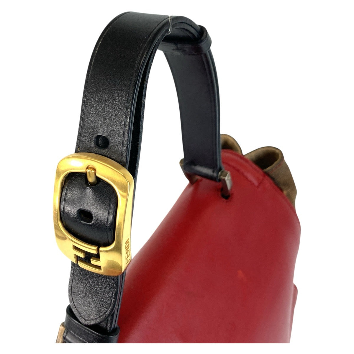 Fendi Handbag Leather, Canvas Red Brown Handbag Shoulder Bag 2Way Pecan Silvana Women