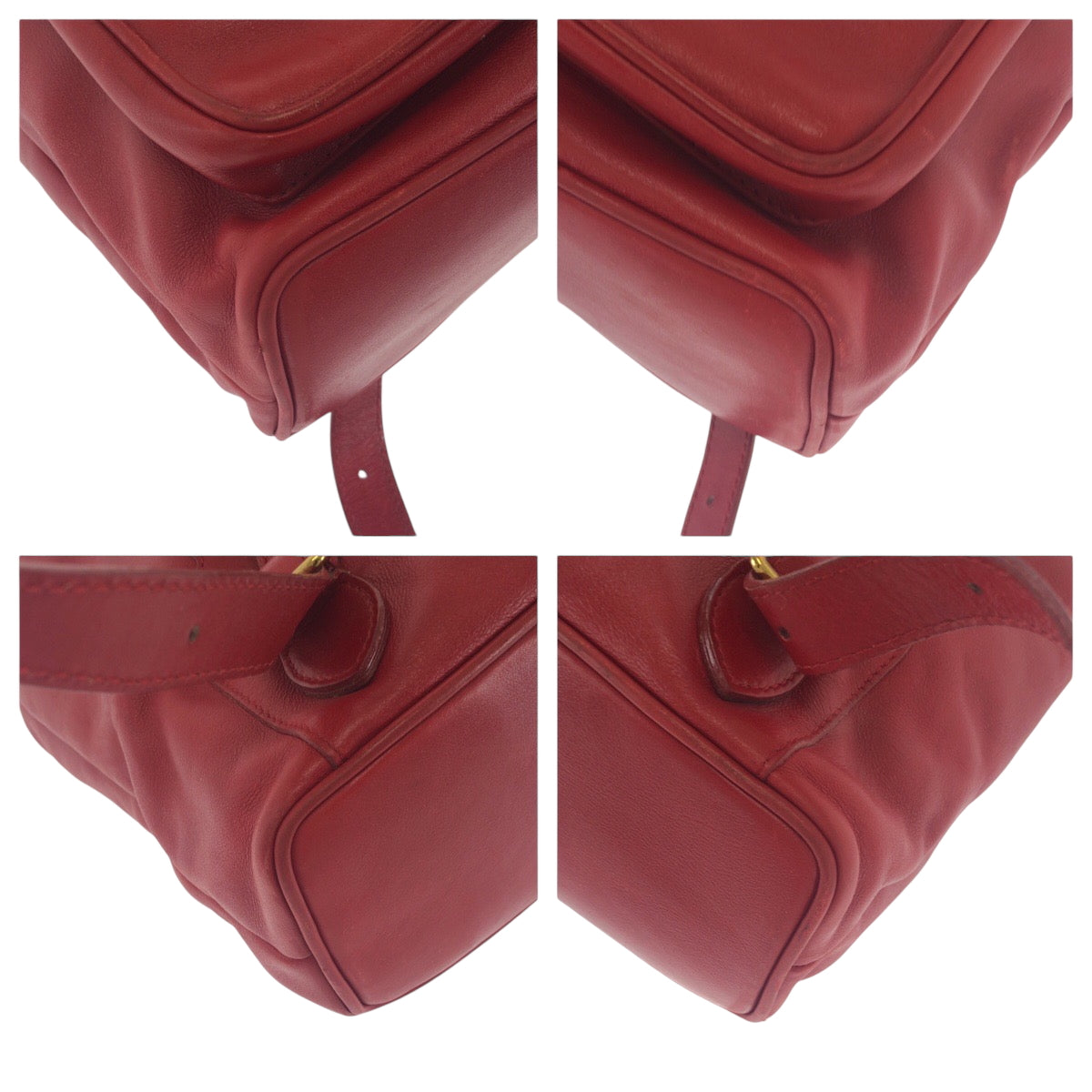 Gucci Backpack 003 2058 0016 Leather Red Brown Gold Metal Backpack Backpack Bamboo Women