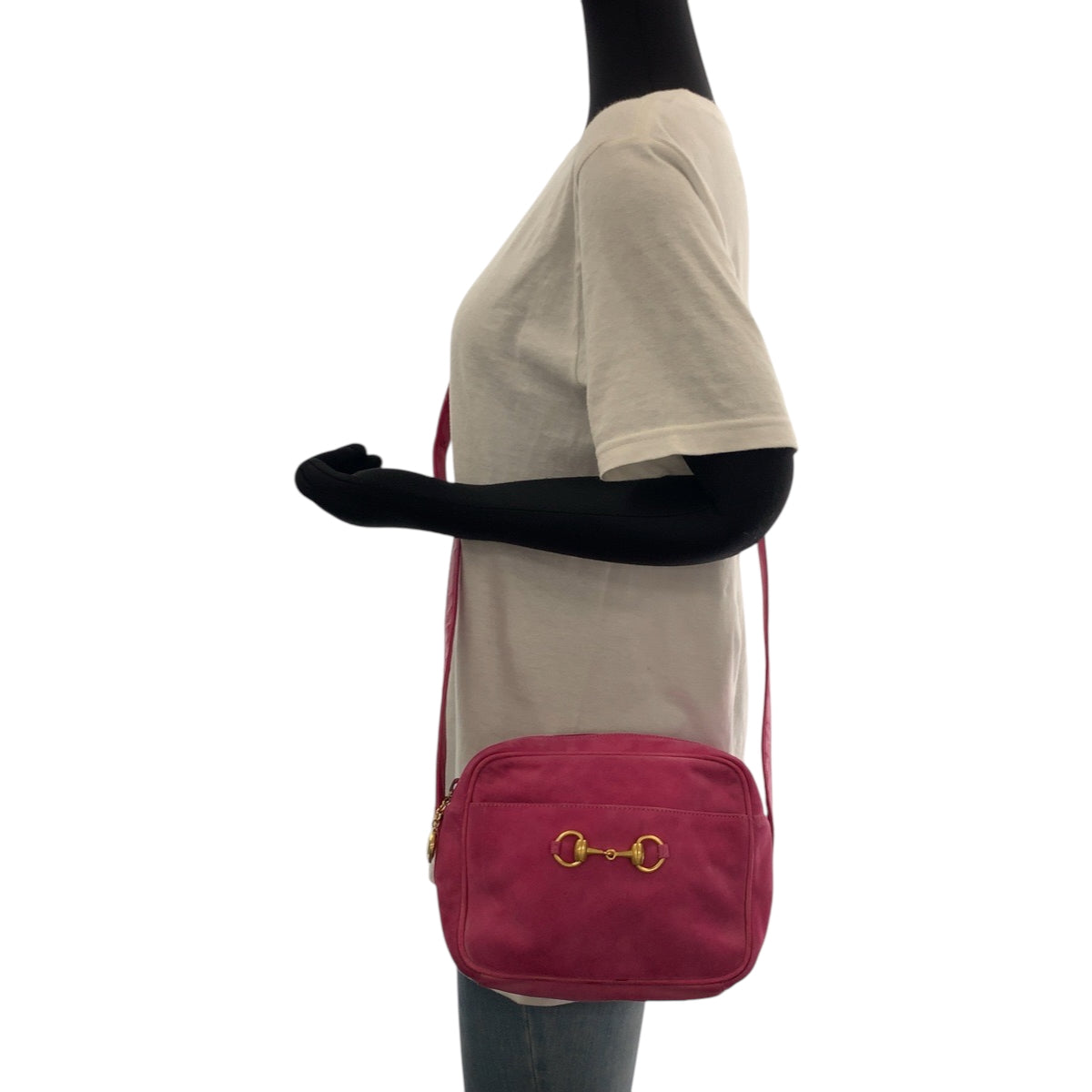 Gucci Shoulder Bag 007 3444 0221 Suede Pink Shoulder Bag Pochette Old Gucci Horsebit Women