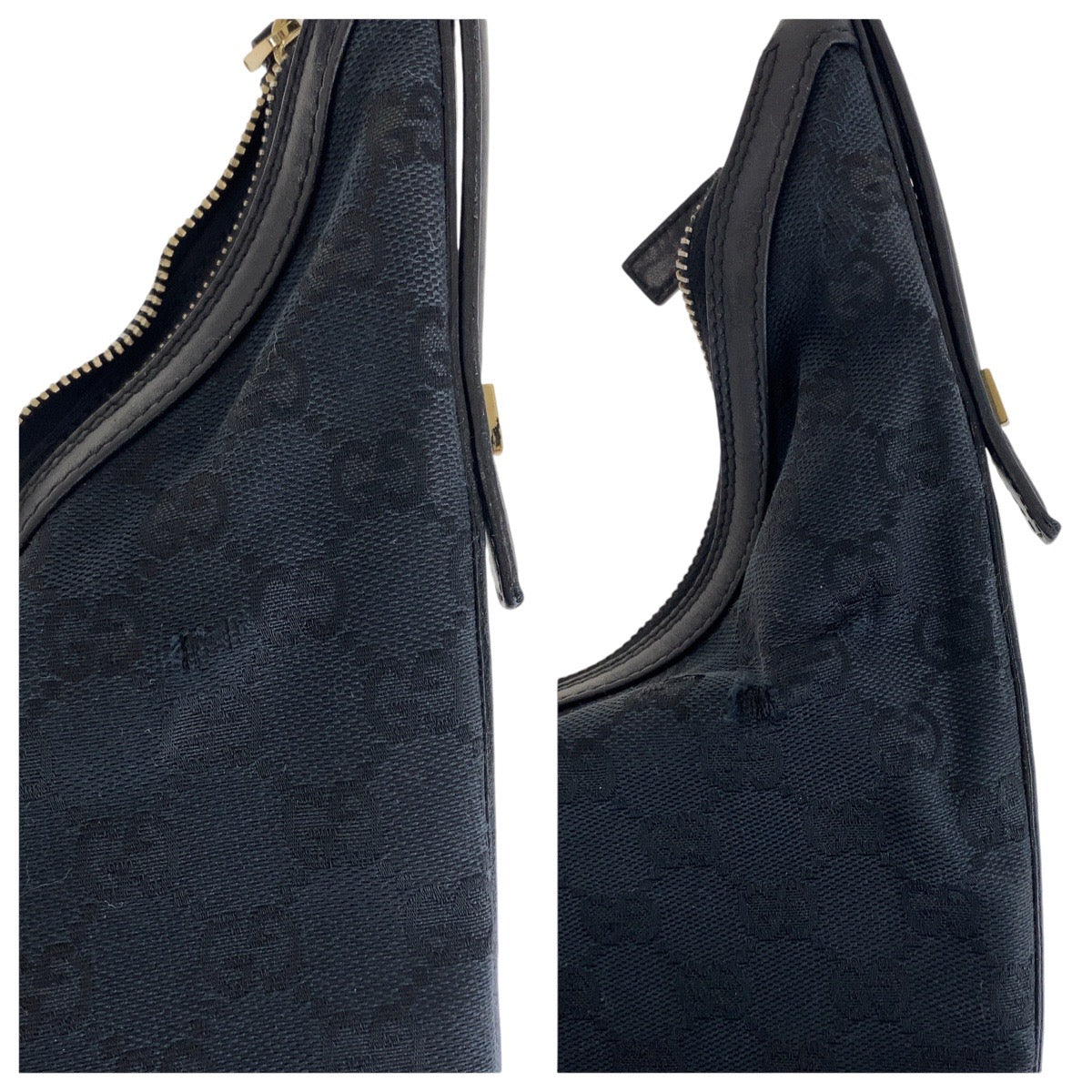 Gucci Shoulder Bag 001 4288 Gg Canvas, Leather Black Goldmetal Shoulder Bag Handbag Women