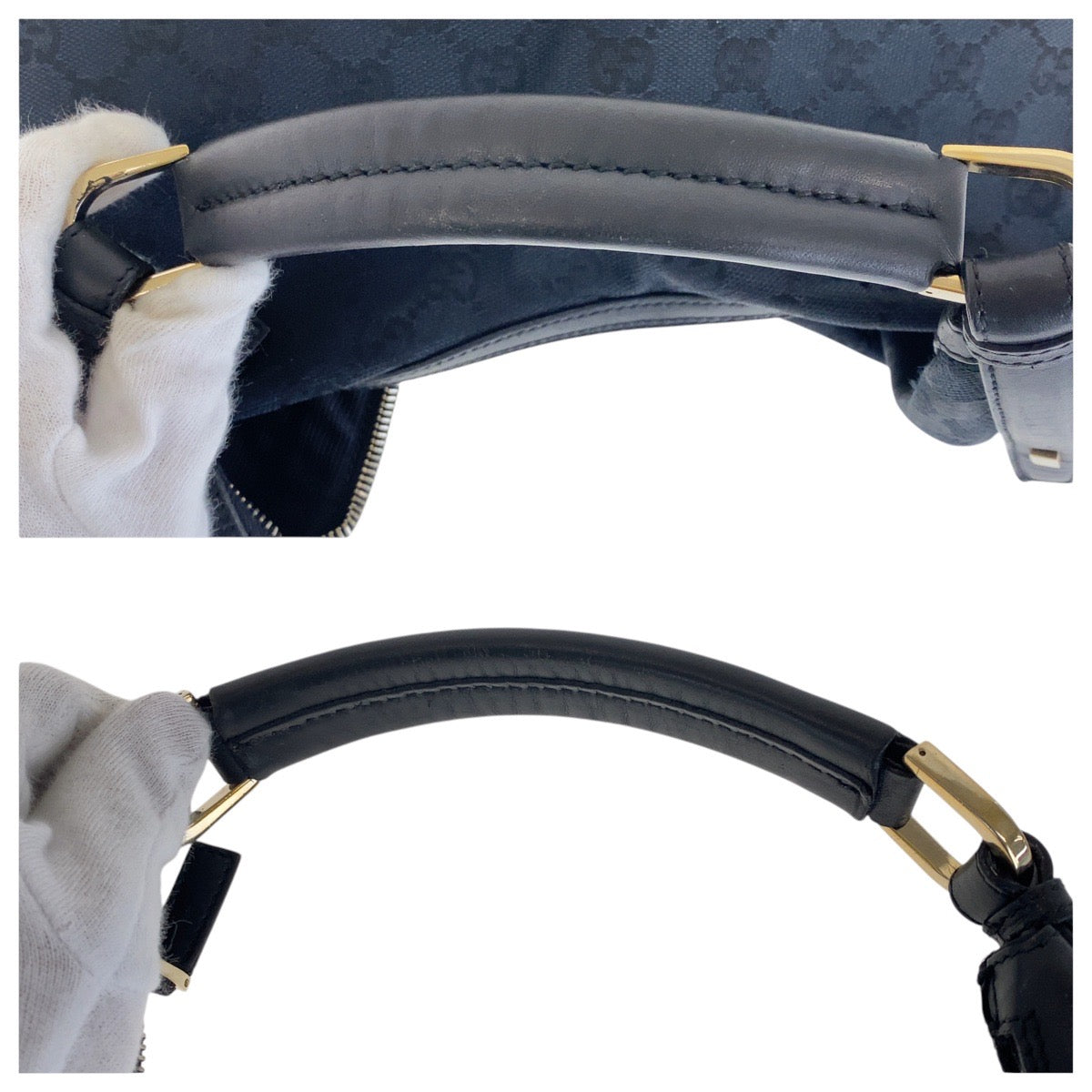 Gucci Shoulder Bag 001 4288 Gg Canvas, Leather Black Goldmetal Shoulder Bag Handbag Women