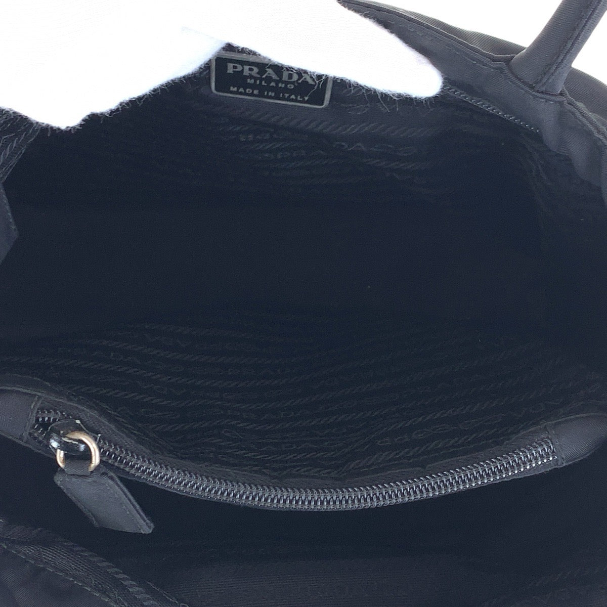 Prada Tote Bag Nylon Black Silvermetal Tote Bag Handbag Test Triangle With Logo Women