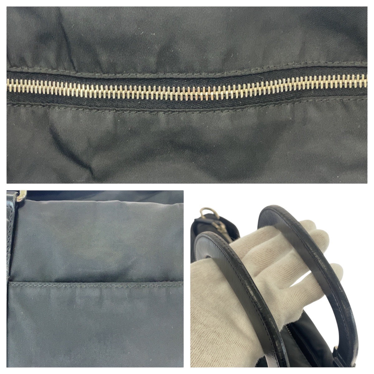 Prada Tote Bag Nylon Black Silvermetal Tote Bag Shoulder Bag 2Way Test Triangle With Logo Mens