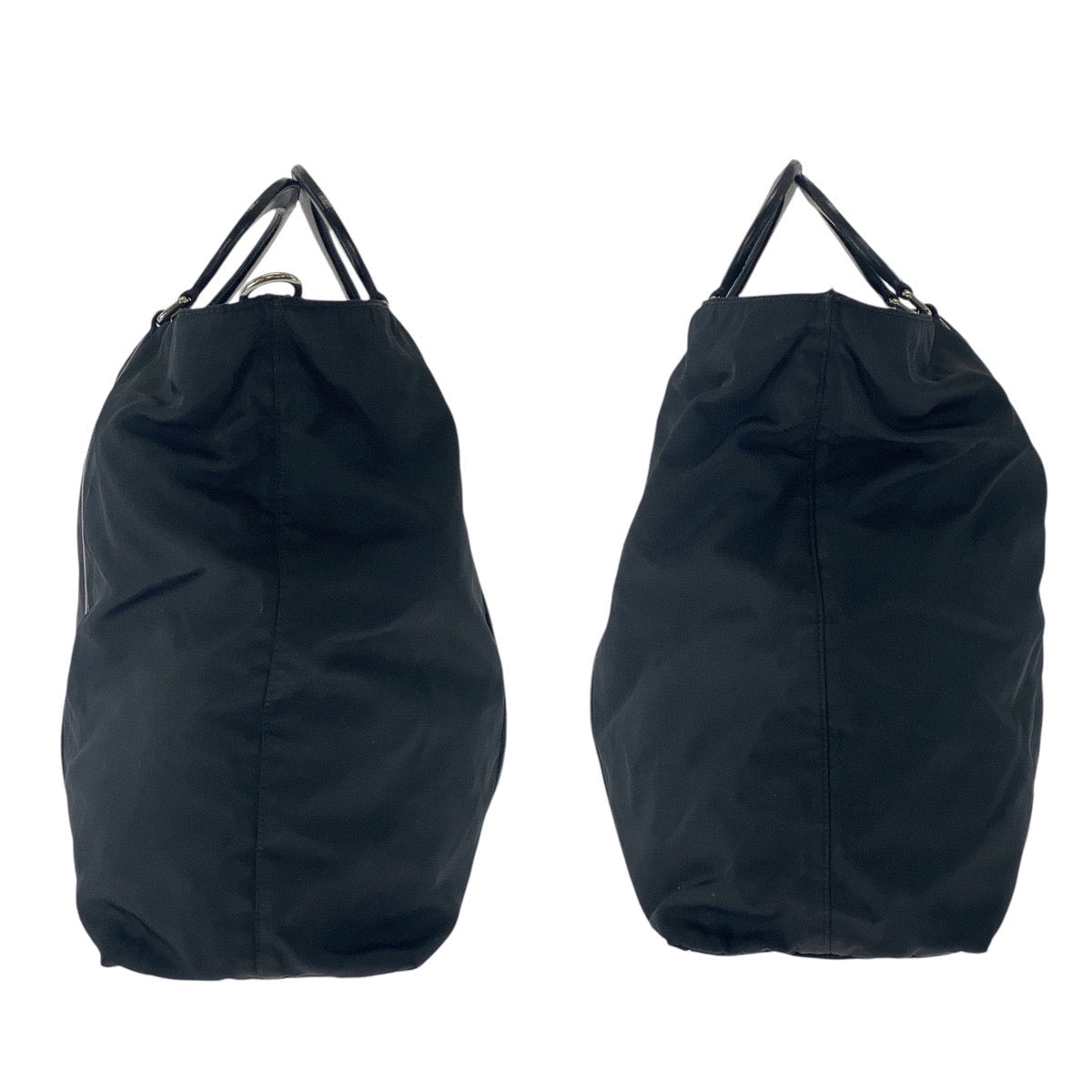Prada Tote Bag Nylon Black Silvermetal Tote Bag Shoulder Bag 2Way Test Triangle With Logo Mens