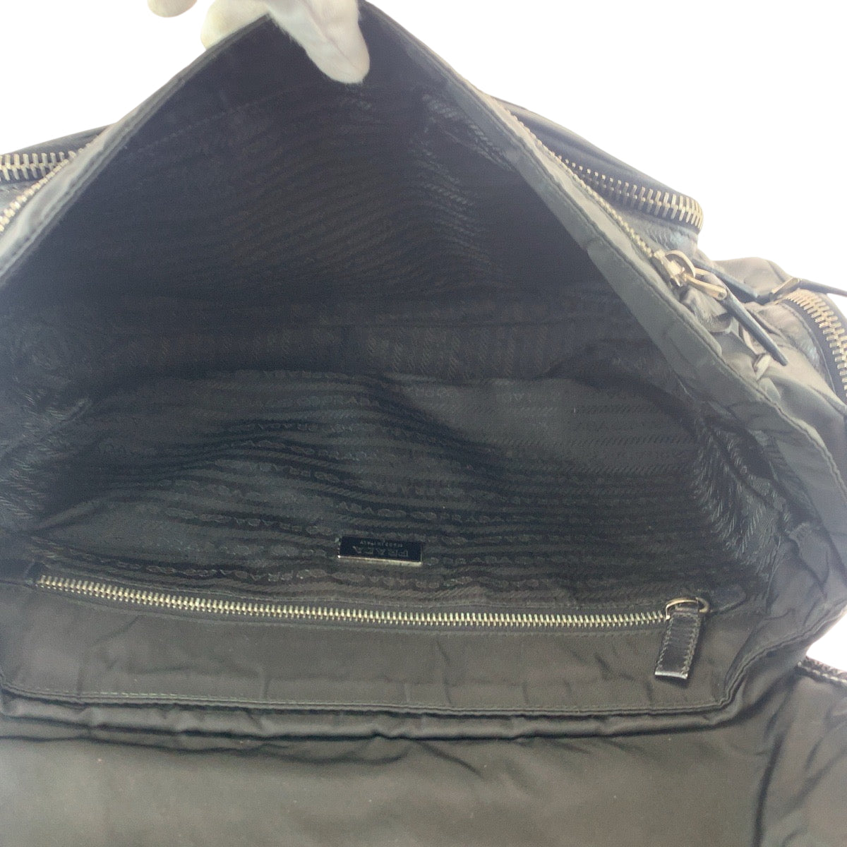 Prada Shoulder Bag Nylon Black Silvermetal Shoulder Bag Messenger Bag Test Triangle With Logo Mens