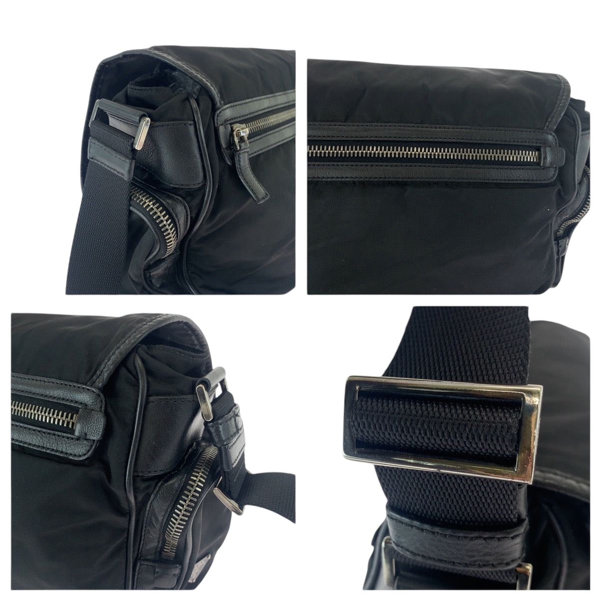 Prada Shoulder Bag Nylon Black Silvermetal Shoulder Bag Messenger Bag Test Triangle With Logo Mens