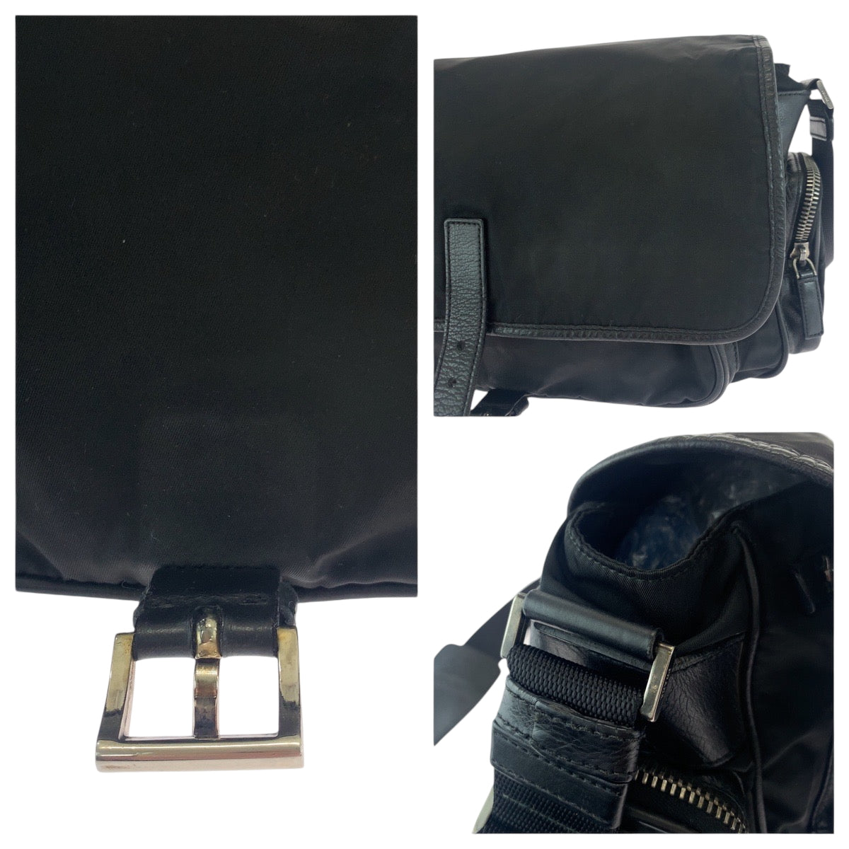 Prada Shoulder Bag Nylon Black Silvermetal Shoulder Bag Messenger Bag Test Triangle With Logo Mens