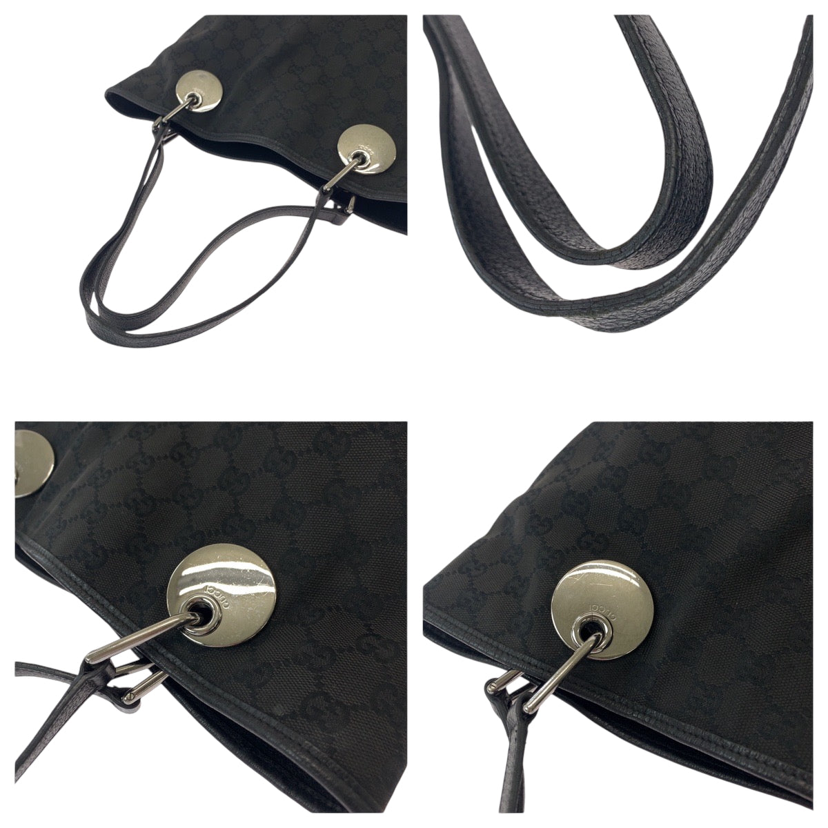Gucci Tote Bag 120836 Gg Canvas Black Silvermetal Tote Bag Shoulder Bag Women