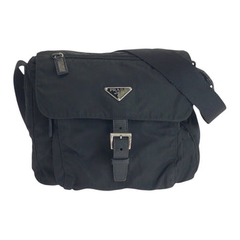 Prada Shoulder Bag Nylon, Leather Black Silvermetal Shoulder Bag Pochette Test Triangle With Logo