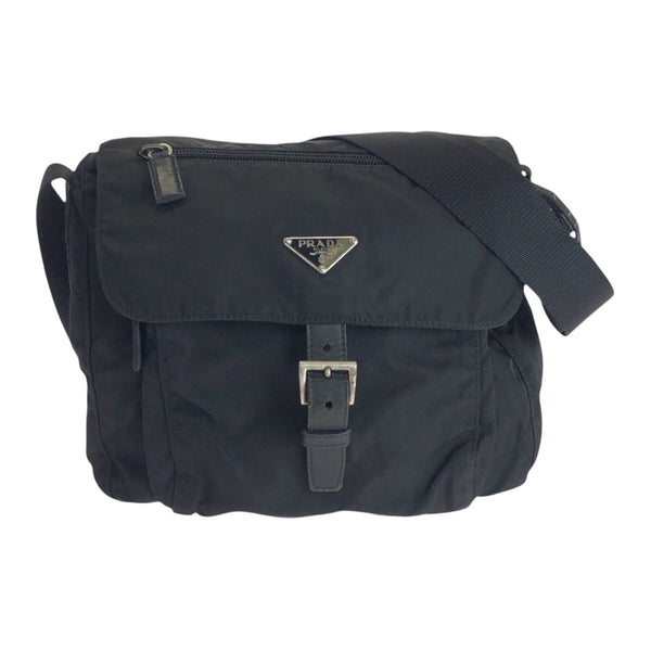 Prada Shoulder Bag Nylon, Leather Black Silvermetal Shoulder Bag Pochette Test Triangle With Logo