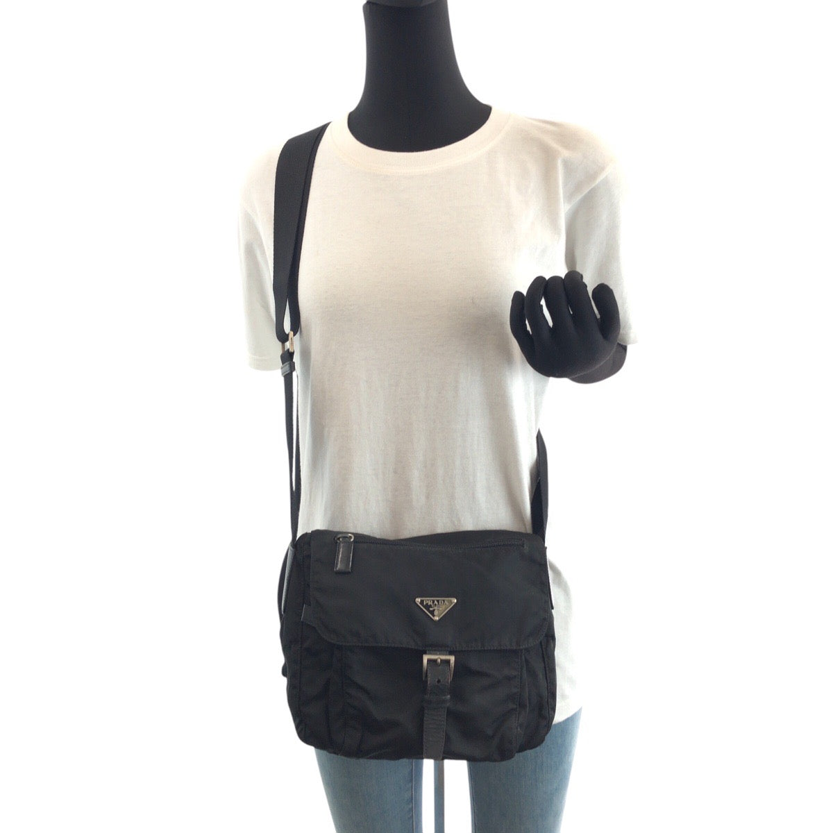 Prada Shoulder Bag Nylon, Leather Black Silvermetal Shoulder Bag Pochette Test Triangle With Logo