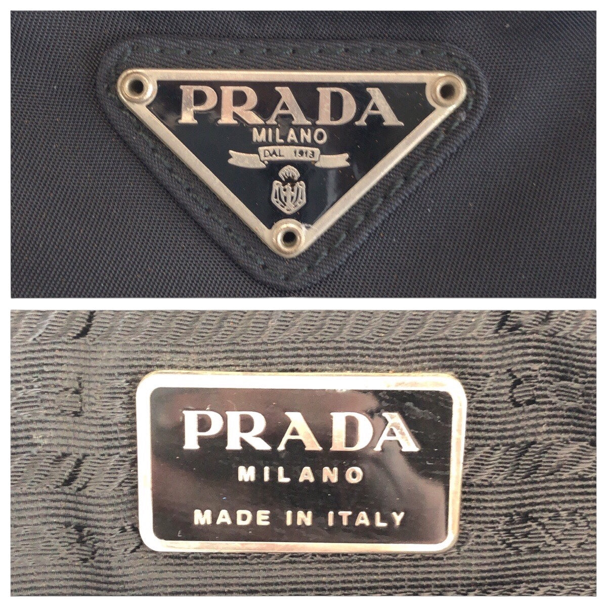 Prada Tote Bag Nylon Black Silvermetal Tote Bag Shoulder Bag Handbag Test Triangle With Logo Women