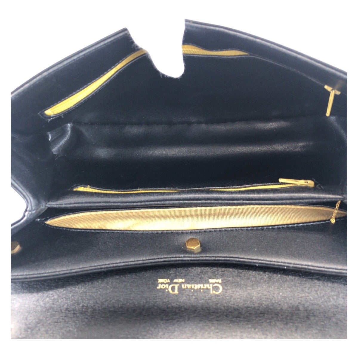Christian Dior Shoulder Bag Leather Black Goldmetal 2Way Shoulder Bag Handbag Trotter Women