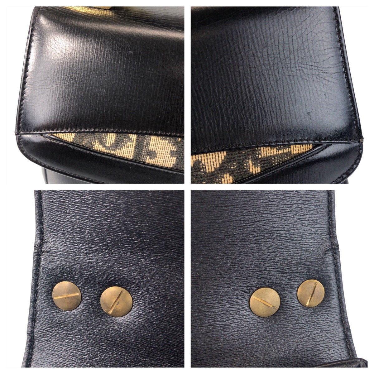 Christian Dior Shoulder Bag Leather Black Goldmetal 2Way Shoulder Bag Handbag Trotter Women