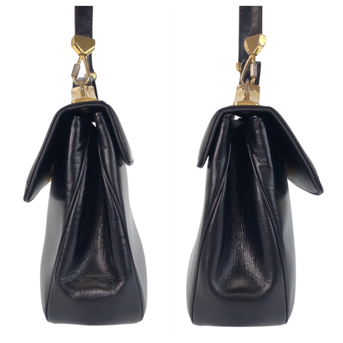 Christian Dior Shoulder Bag Leather Black Goldmetal 2Way Shoulder Bag Handbag Trotter Women
