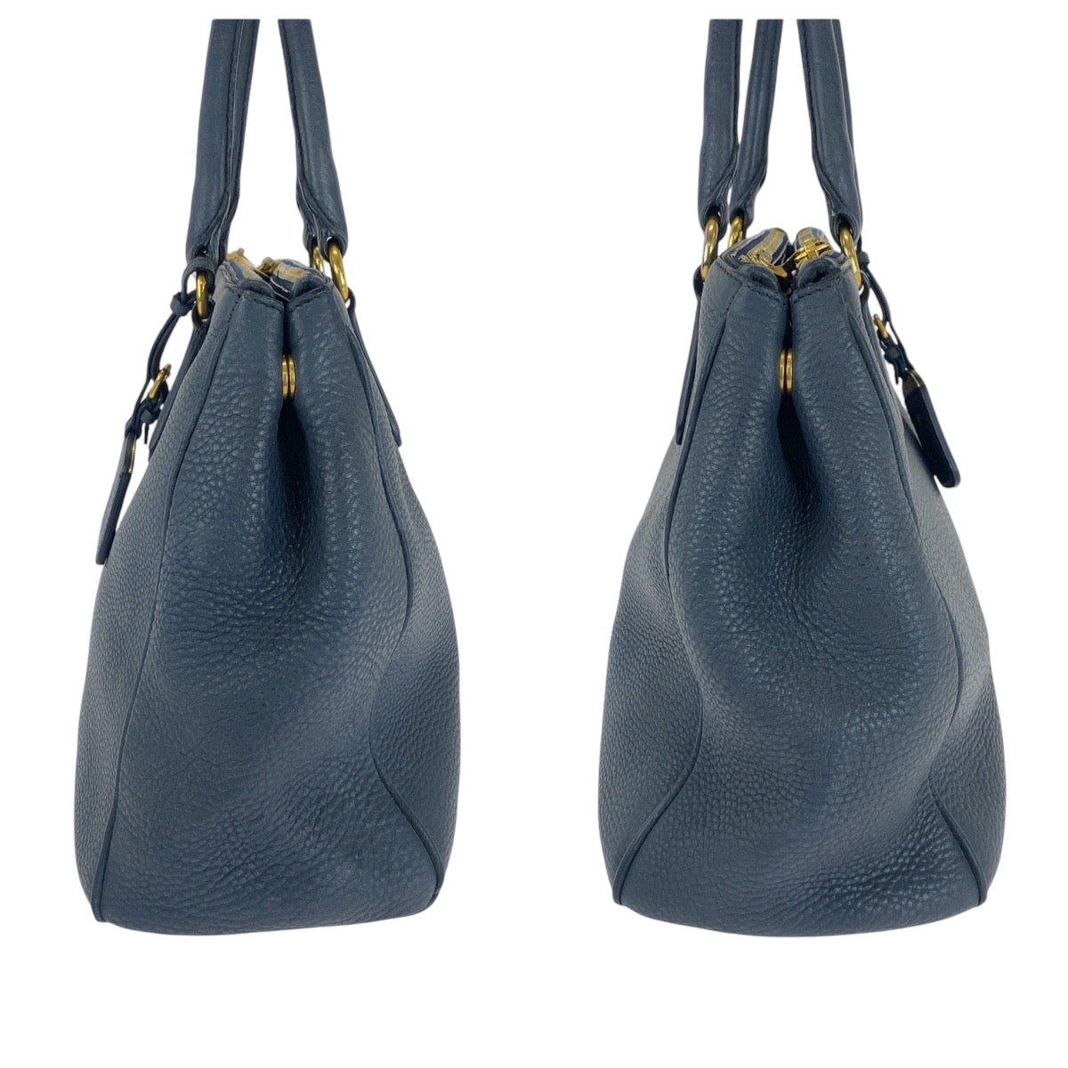 Prada Tote Bag Bn2420 Leather Blue Goldmetal Tote Bag Handbag Vitterodino Logo Women