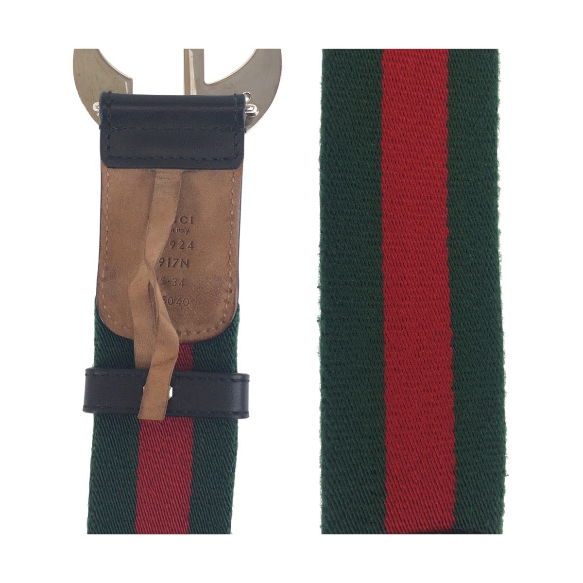 Gucci Belt 411924 Canvas, Leather Green Black Silvermetal Belts Unisex Sherry Line Interlocking