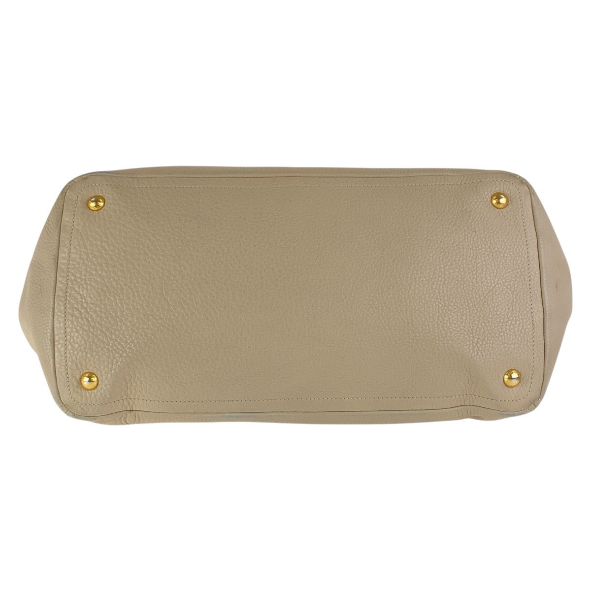 Prada Tote Bag Leather Beige Gold Metal Tote Bag Shoulder Bag 2Way Vitterodino Women
