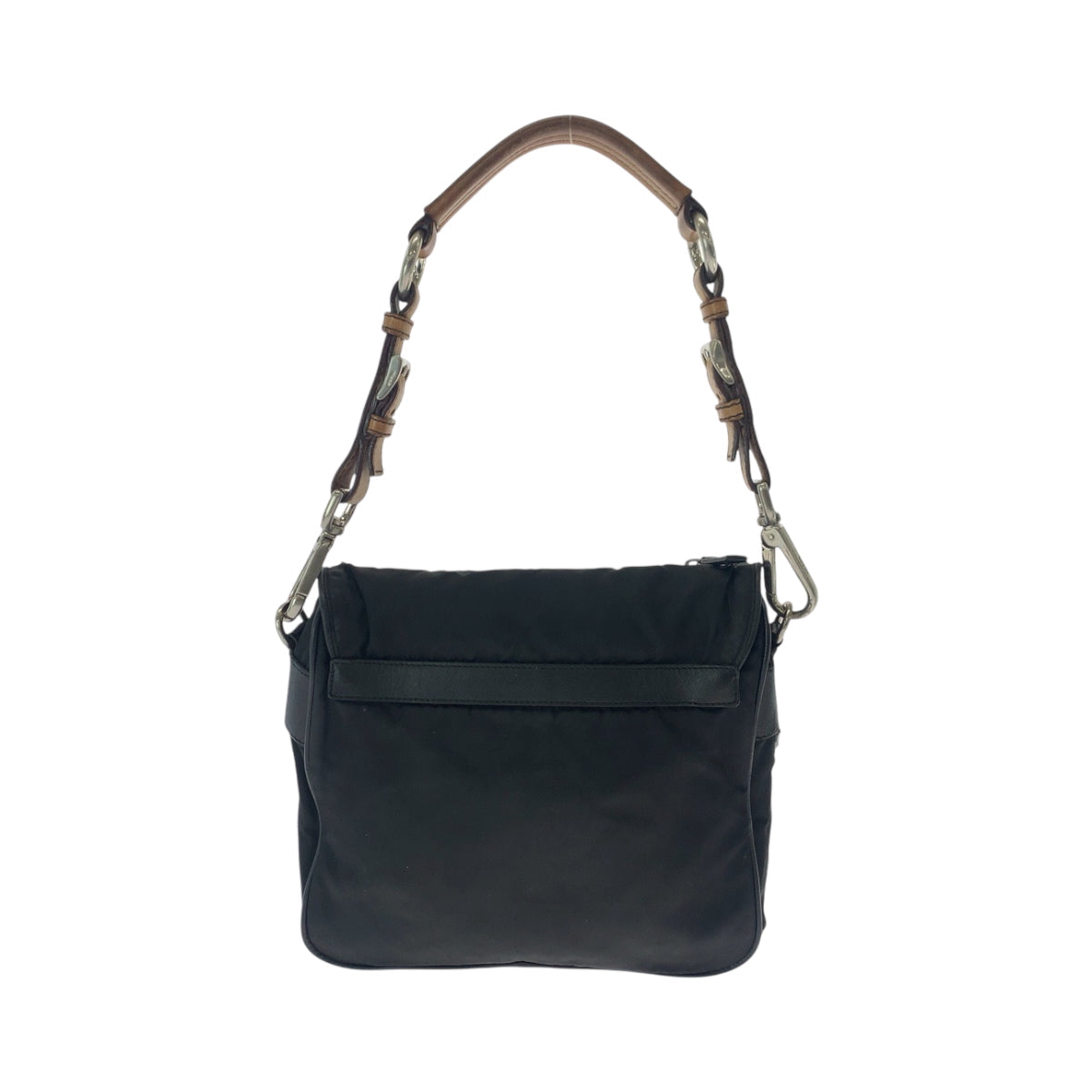 Prada Shoulder Bag Br2156 Nylon Black Brown Silvermetal One Shoulder Bag Test Triangle With Logo