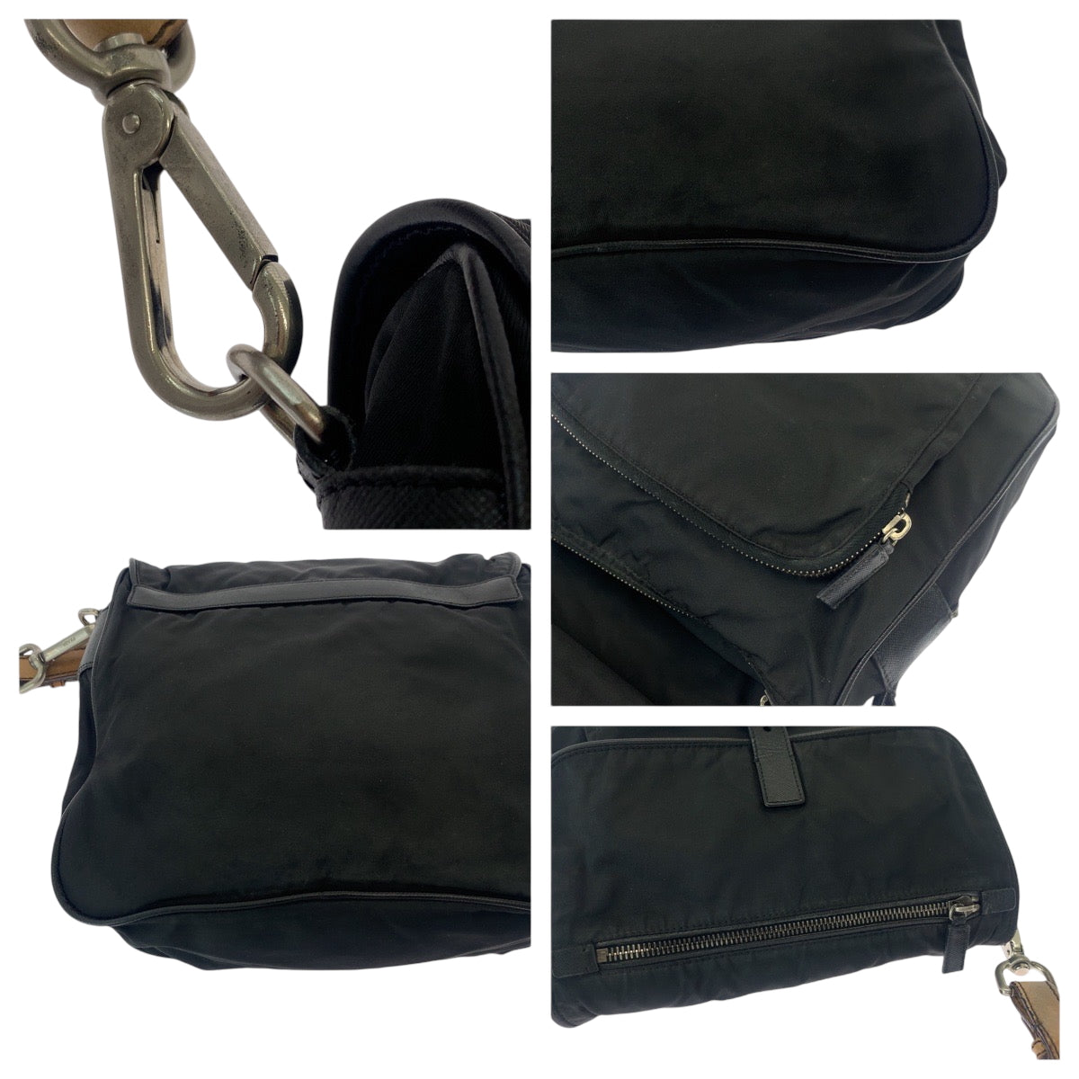 Prada Shoulder Bag Br2156 Nylon Black Brown Silvermetal One Shoulder Bag Test Triangle With Logo