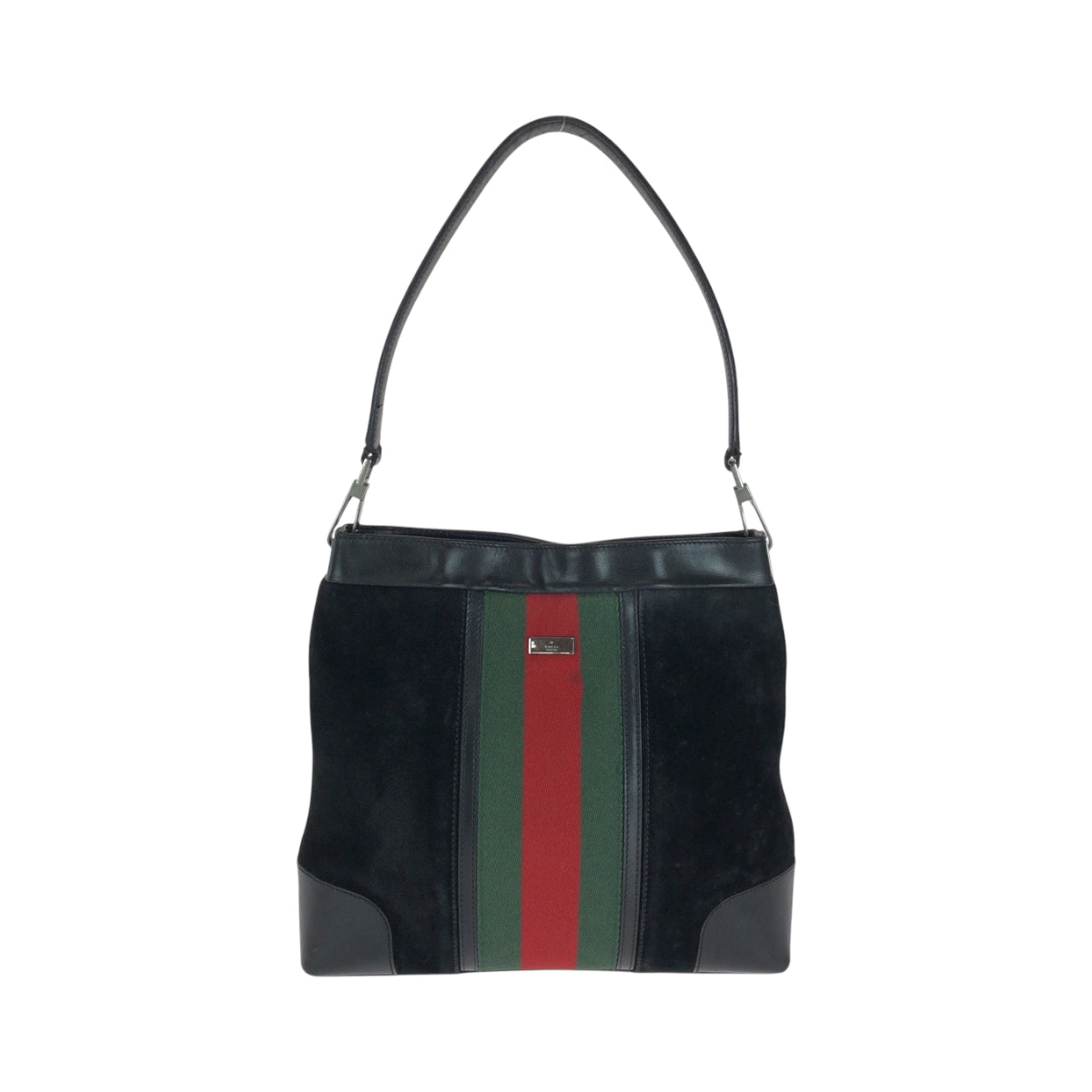 Gucci Shoulder Bag 33900 Suede, Leather Black Green Red Silvermetal One Shoulder Bag Sherry Line