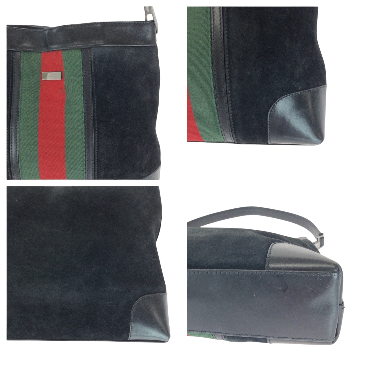 Gucci Shoulder Bag 33900 Suede, Leather Black Green Red Silvermetal One Shoulder Bag Sherry Line