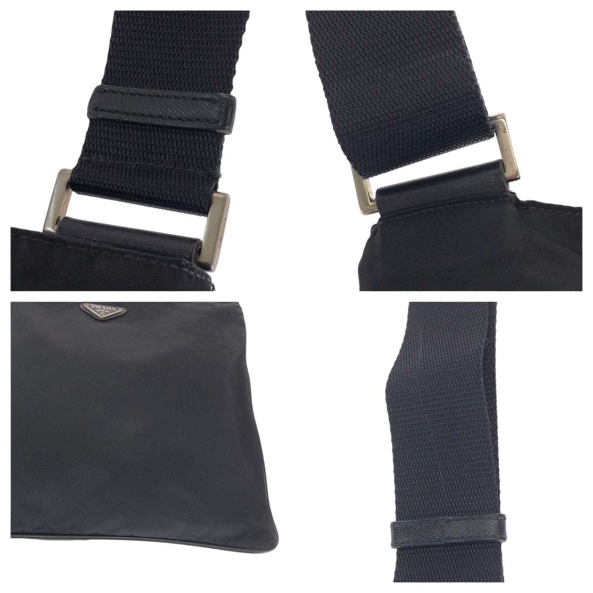 Prada Shoulder Bag Nylon Black Silvermetal Shoulder Bag Sacoche Test Triangle With Logo Women