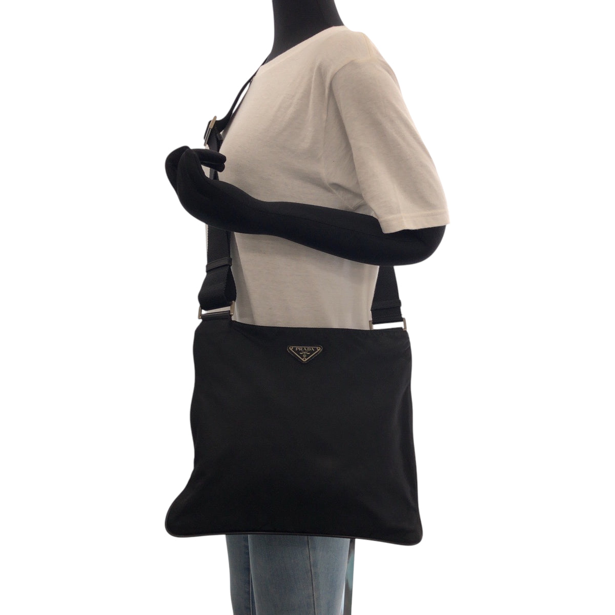 Prada Shoulder Bag Nylon Black Silvermetal Shoulder Bag Sacoche Test Triangle With Logo Women