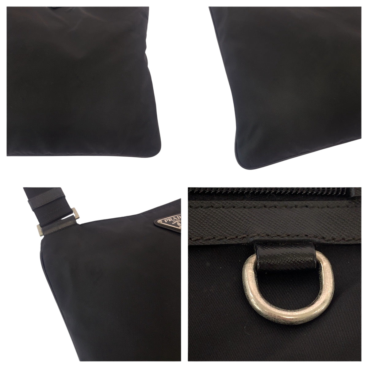 Prada Shoulder Bag Nylon Black Silvermetal Shoulder Bag Pochette Test Triangle With Logo Mens