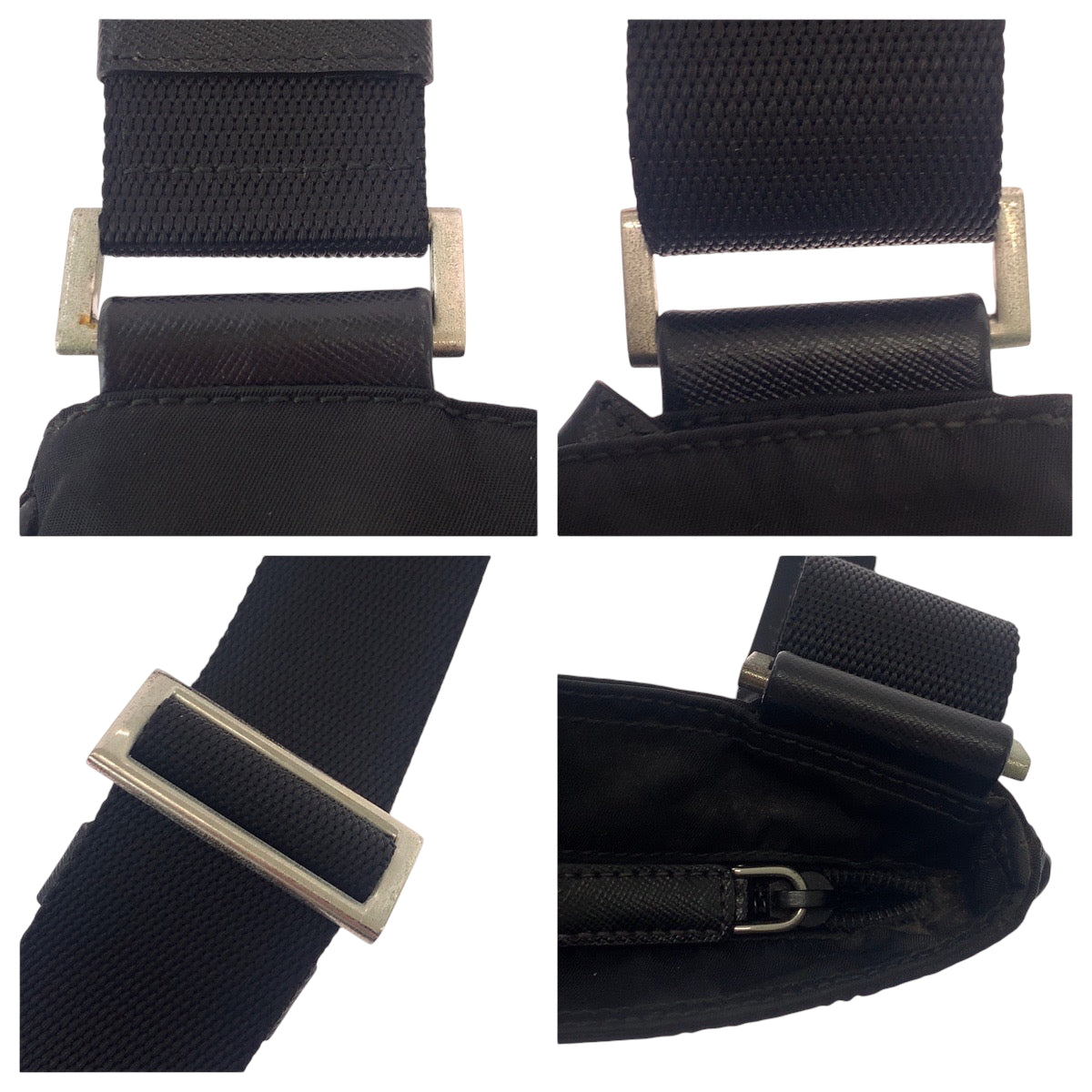 Prada Shoulder Bag Nylon Black Silvermetal Shoulder Bag Pochette Test Triangle With Logo Mens