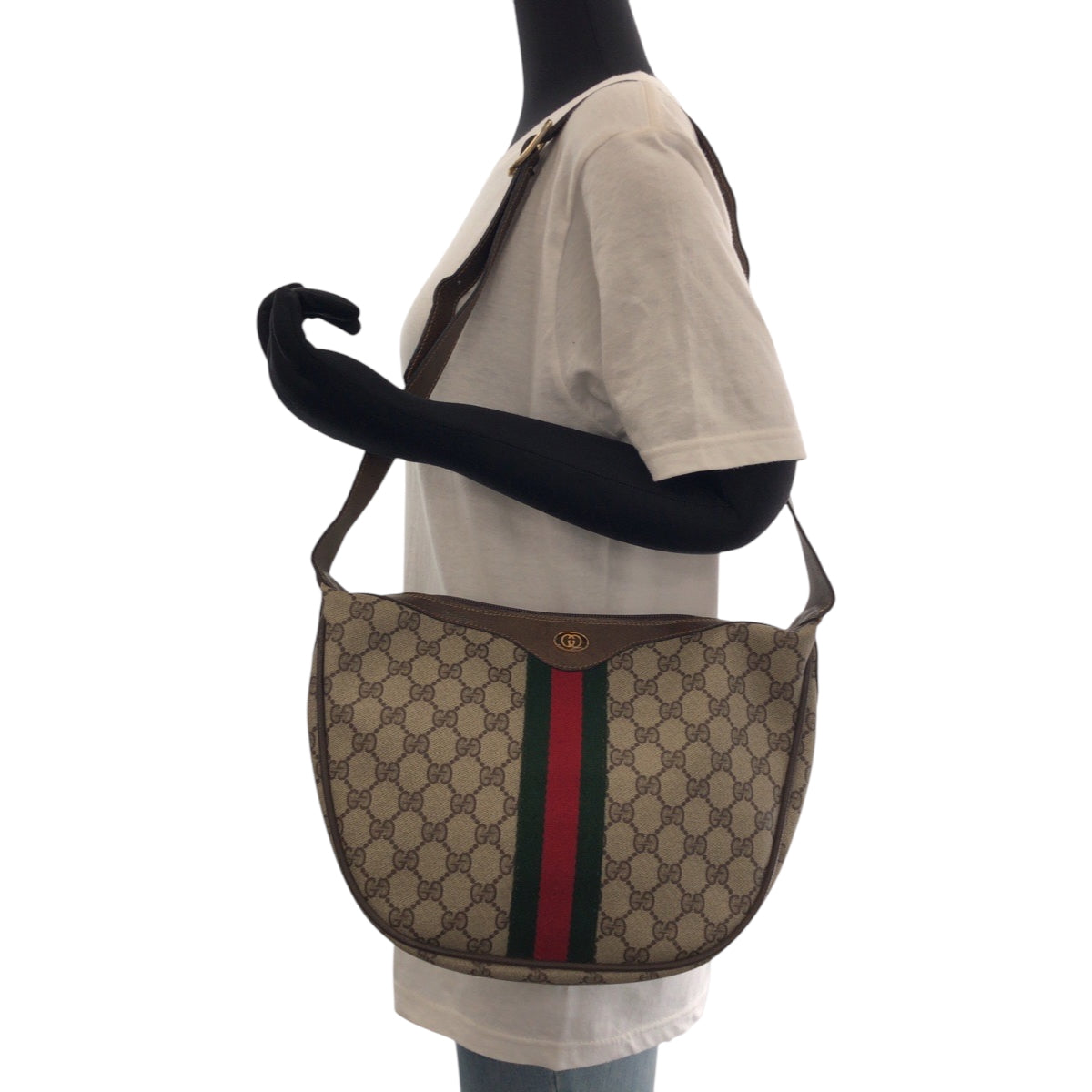 Gucci Shoulder Bag 10 02 008 Gg Supreme Canvas Beige Brown Brown Metal Shoulder Bag Shoulder Bag
