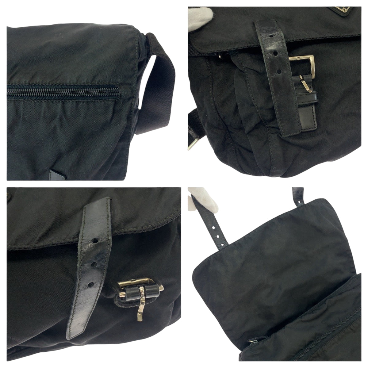 Prada Shoulder Bag 1Bd671 Nylon Black Silvermetal Shoulder Bag Messenger Bag Test Triangle With