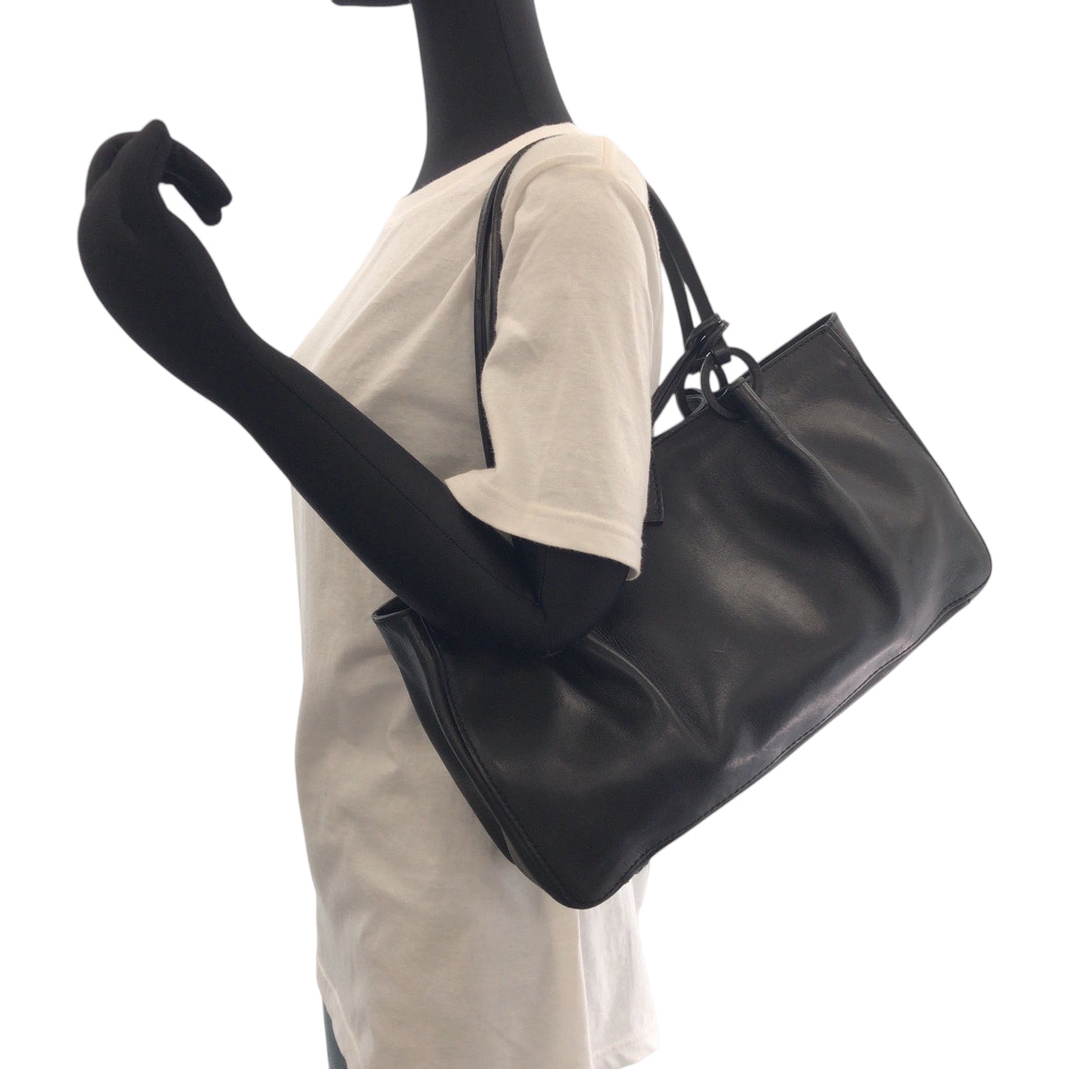 Gucci Tote Bag 94898 Leather Black Goldmetal Tote Bag Handbag Women