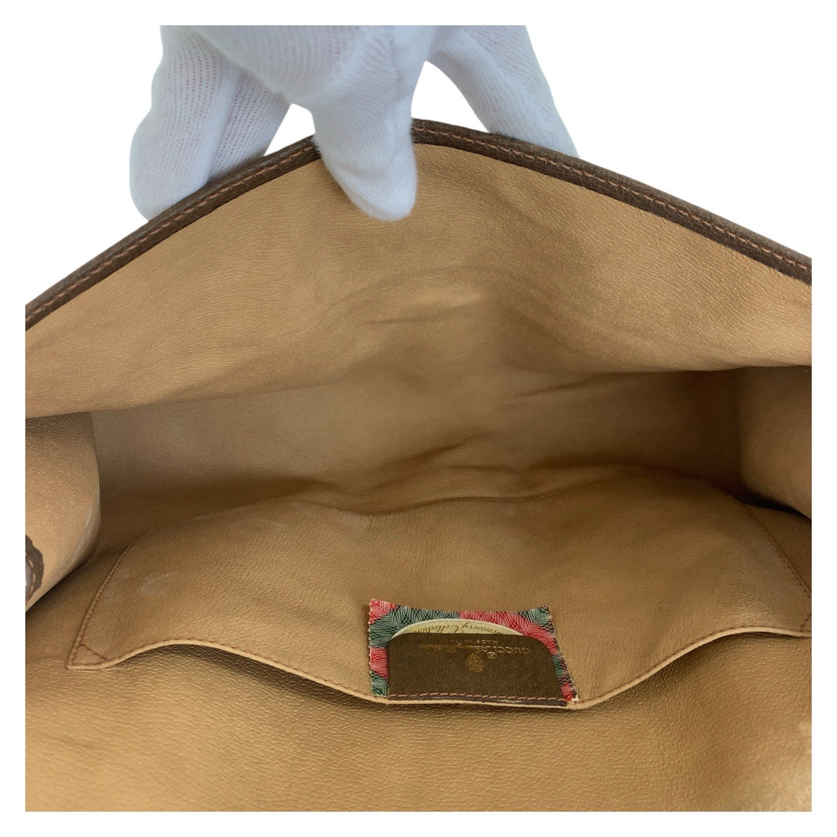 Gucci Clutch Bag 89 01 031 Gg Supreme Canvas, Leather Beige Brown Gold Metal Clutch Bag Sherry Line