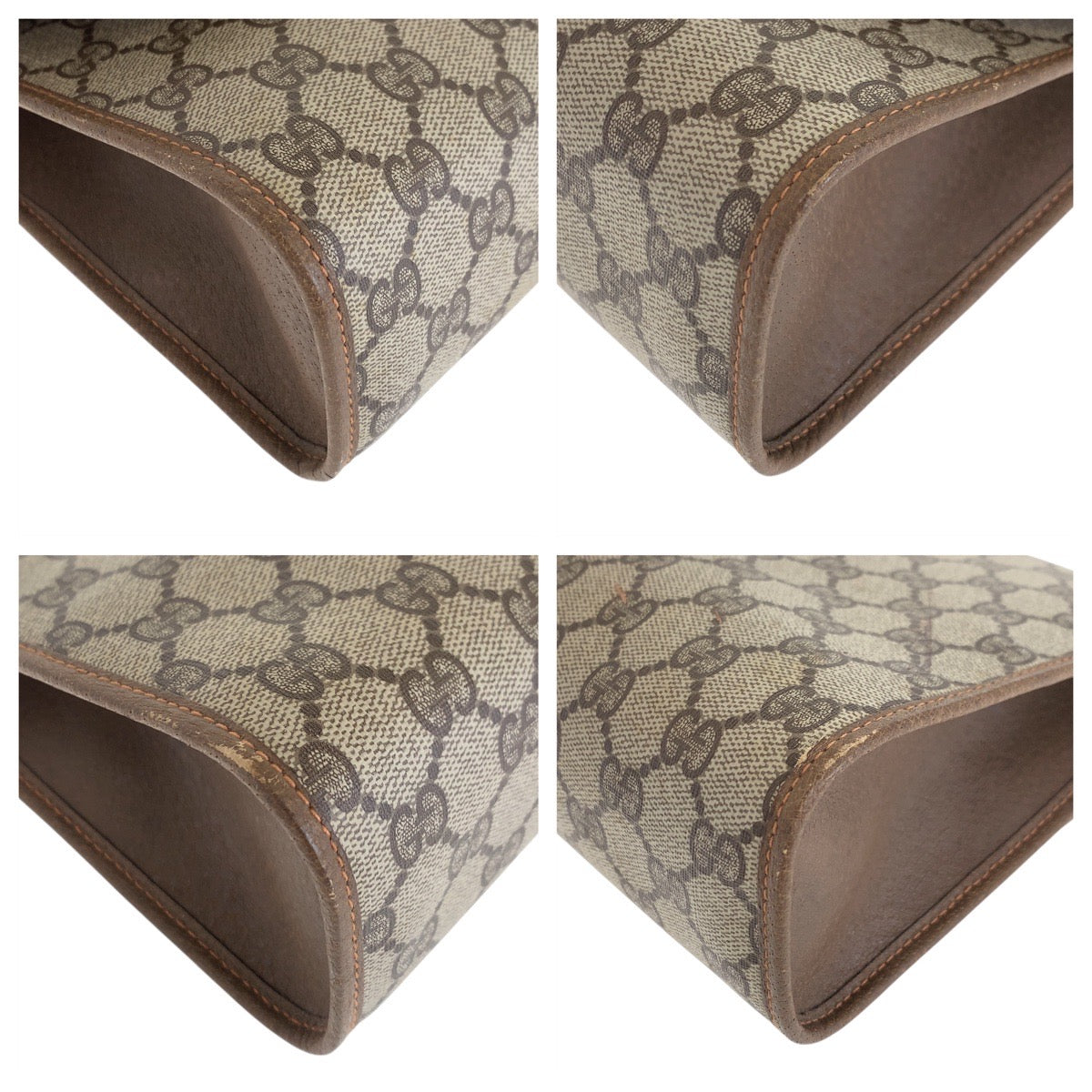 Gucci Clutch Bag 89 01 031 Gg Supreme Canvas, Leather Beige Brown Gold Metal Clutch Bag Sherry Line
