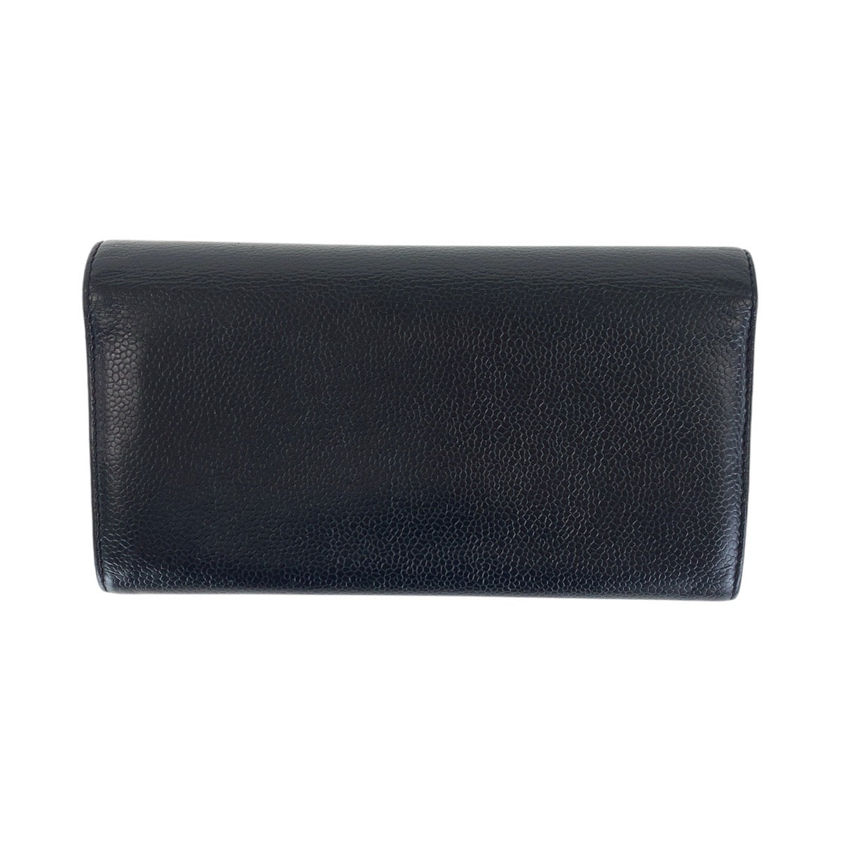 Chanel Long Wallet Purse Caviar Skin Black Coco Mark