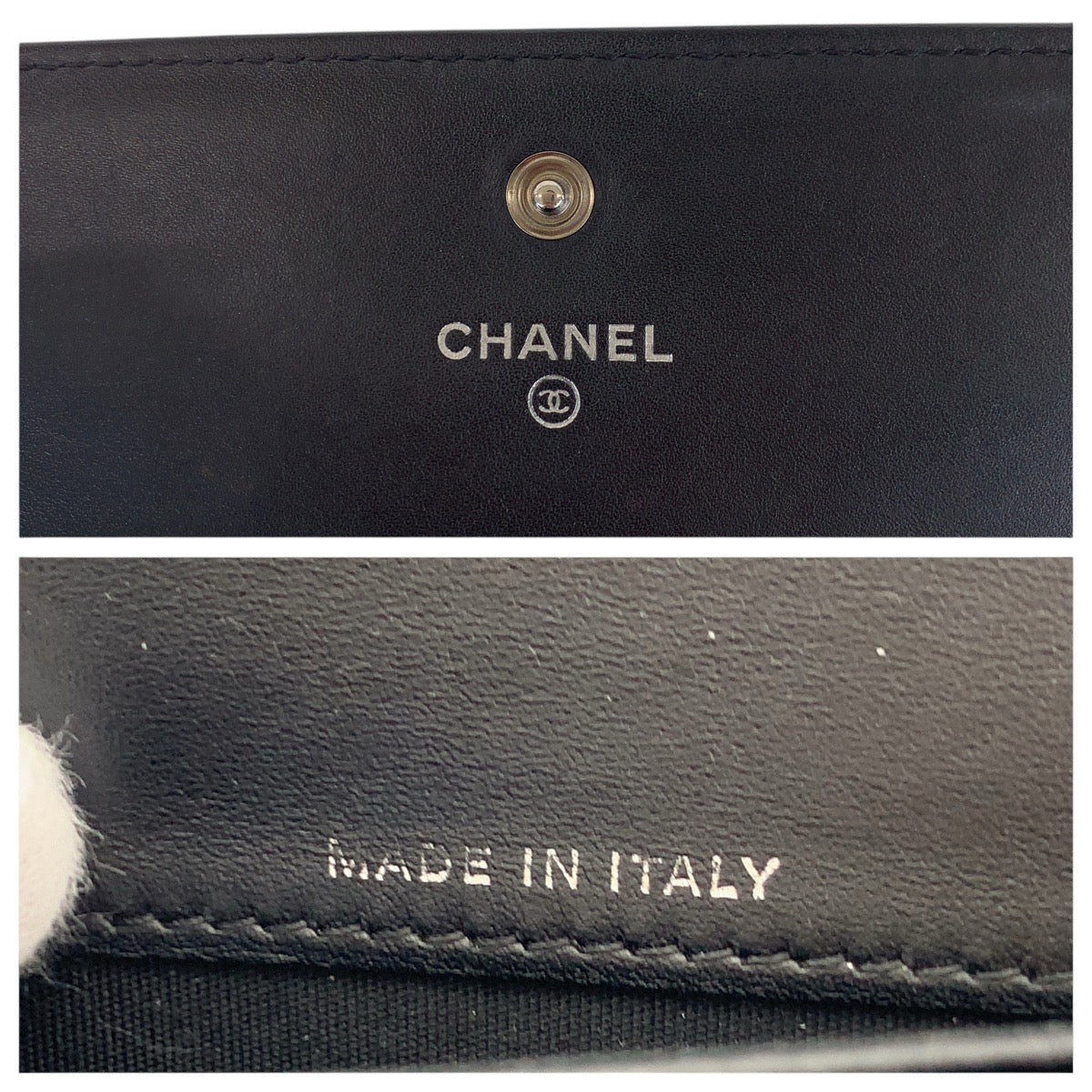 Chanel Long Wallet Purse Caviar Skin Black Coco Mark