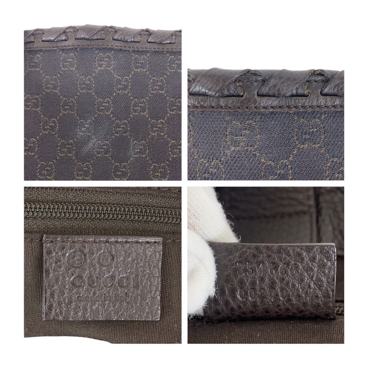 Gucci Tote Bag 354666 Gg Canvas Brown Silver Metal Tote Bag Handbag Unisex Women