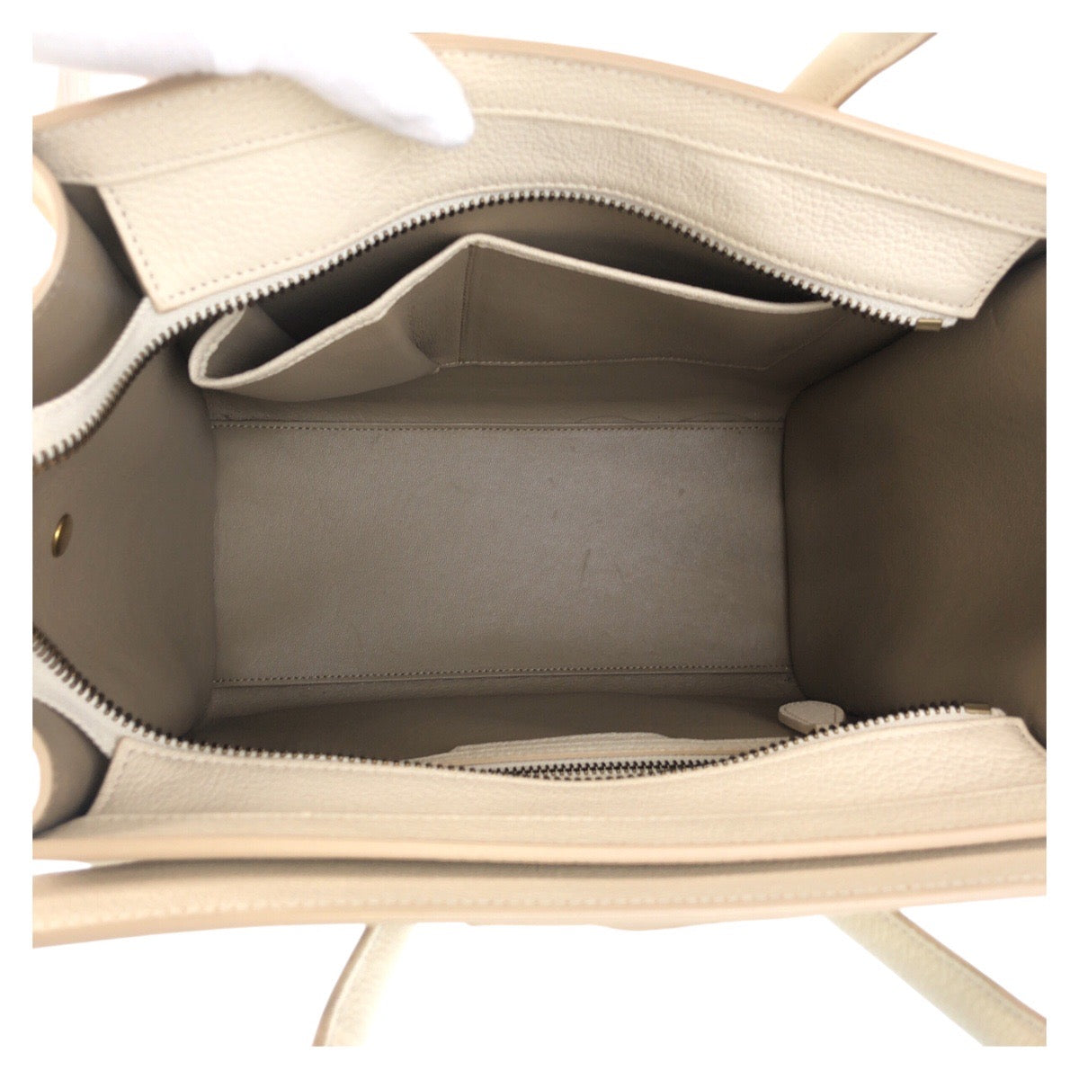 Celine Handbag F-Cu-1146 Leather Ivory Gold Metal Handbag Tote Bag Luggage Micro Women