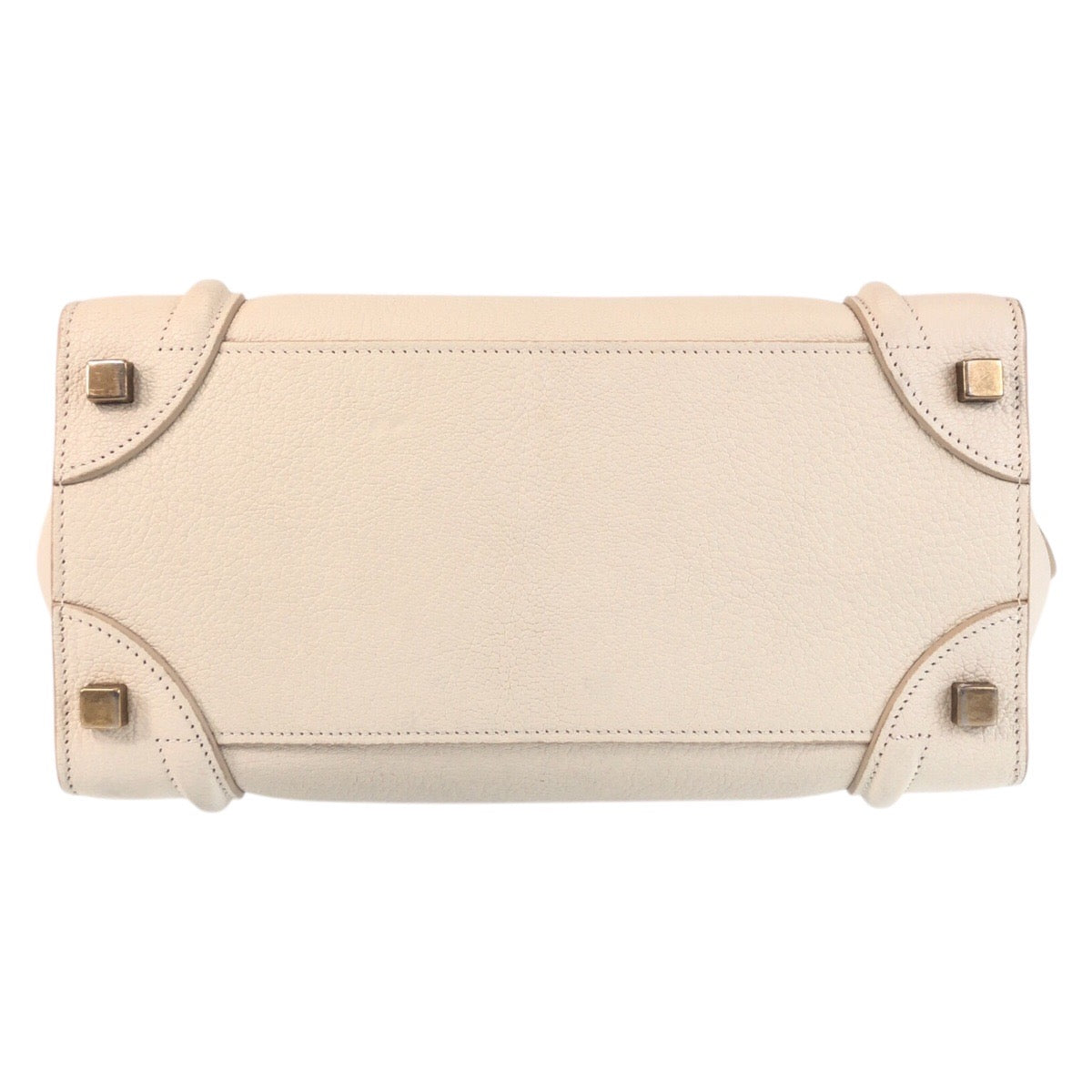 Celine Handbag F-Cu-1146 Leather Ivory Gold Metal Handbag Tote Bag Luggage Micro Women