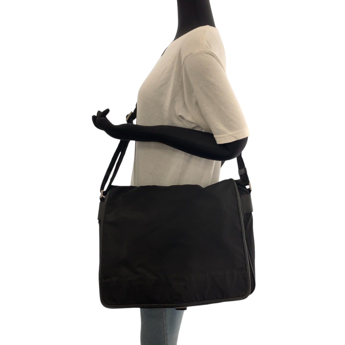 Prada Shoulder Bag V158 Nylon Black Silvermetal Shoulder Bag Messenger Bag Test Triangle With Logo