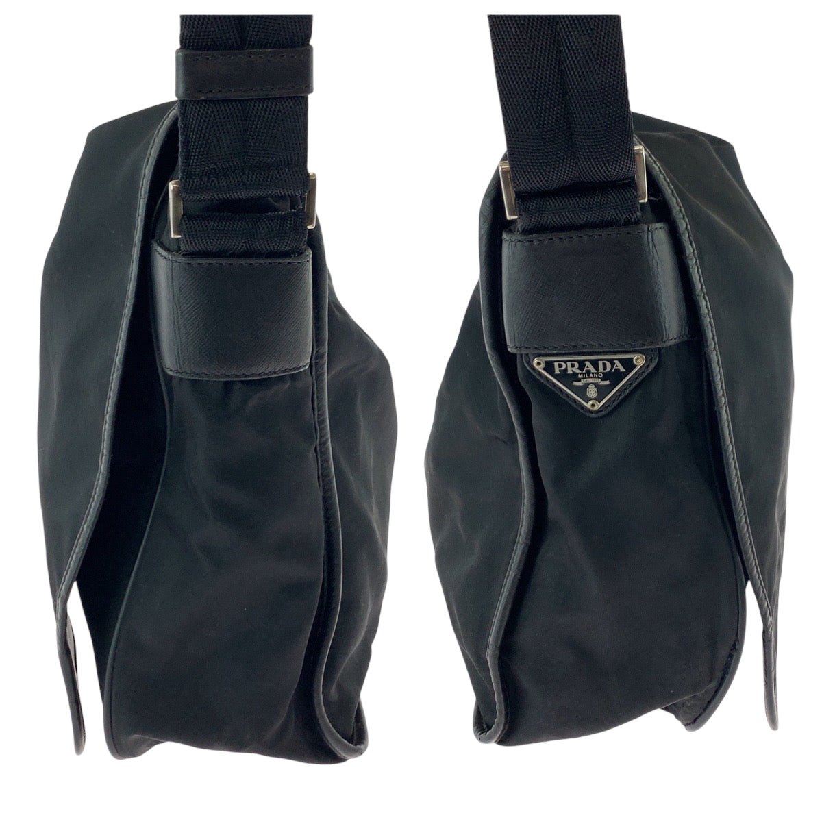 Prada Shoulder Bag V158 Nylon Black Silvermetal Shoulder Bag Messenger Bag Test Triangle With Logo
