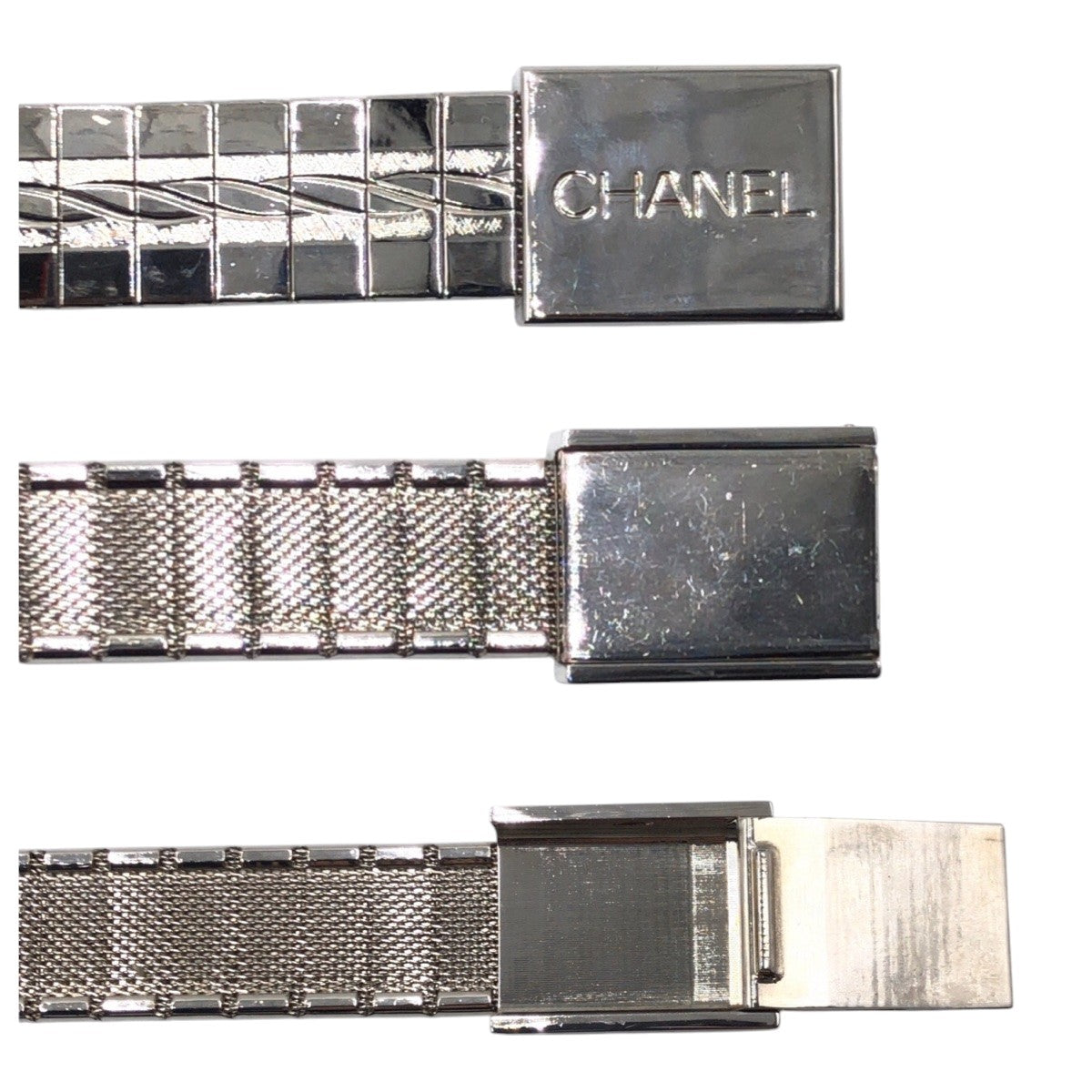 Chanel Belt Metal Silver Logo Women